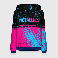 Толстовка-худи женская Metallica - neon gradient: символ сверху, цвет: 3D-синий