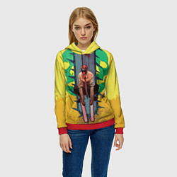 Толстовка-худи женская Человек-бензопила : Дэндзи, цвет: 3D-красный — фото 2