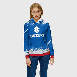 Толстовка-худи женская Suzuki - sport, цвет: 3D-красный — фото 2