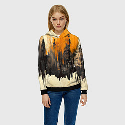 Толстовка-худи женская Гранжевый город, цвет: 3D-черный — фото 2