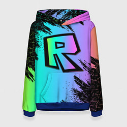 Толстовка-худи женская Roblox neon logo, цвет: 3D-синий