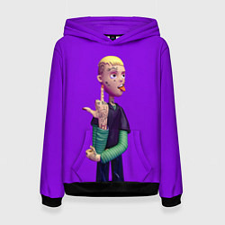 Толстовка-худи женская Lil Peep На Фиолетовом Фоне, цвет: 3D-черный