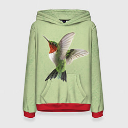 Толстовка-худи женская Одинокая колибри, цвет: 3D-красный