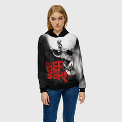 Толстовка-худи женская Berserk - Череп с клеймом жертвы, цвет: 3D-черный — фото 2