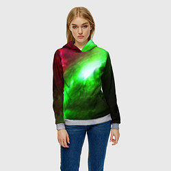 Толстовка-худи женская Зеленый космос бесконечность, цвет: 3D-меланж — фото 2