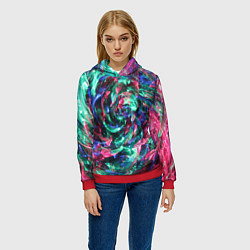 Толстовка-худи женская Цветной круговорот, цвет: 3D-красный — фото 2