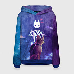 Толстовка-худи женская Stray - kot - neon, цвет: 3D-синий