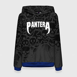 Толстовка-худи женская Pantera метал - черепа, цвет: 3D-синий