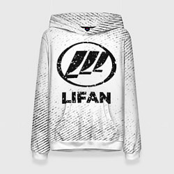 Толстовка-худи женская Lifan с потертостями на светлом фоне, цвет: 3D-белый