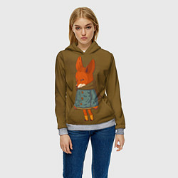 Толстовка-худи женская Лисичка милашка, цвет: 3D-меланж — фото 2