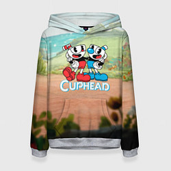 Толстовка-худи женская Cuphead природа, цвет: 3D-меланж