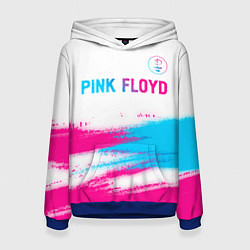 Толстовка-худи женская Pink Floyd neon gradient style: символ сверху, цвет: 3D-синий