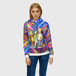 Толстовка-худи женская Семейка Симпсонов празднуют Новый Год, цвет: 3D-белый — фото 2