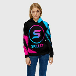 Толстовка-худи женская Skillet - neon gradient, цвет: 3D-черный — фото 2