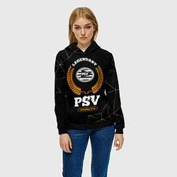 Толстовка-худи женская Лого PSV и надпись legendary football club на темн, цвет: 3D-черный — фото 2