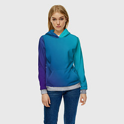 Толстовка-худи женская Градиент - морская глубина, цвет: 3D-меланж — фото 2