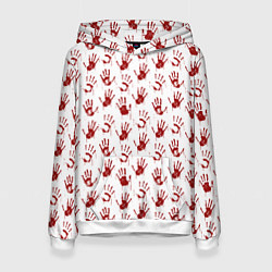 Толстовка-худи женская Кровавая рука, цвет: 3D-белый