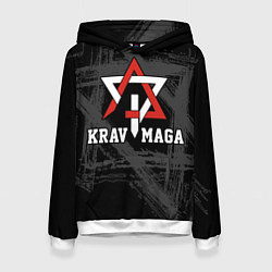 Толстовка-худи женская Krav-maga military combat system emblem, цвет: 3D-белый