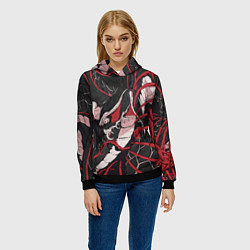 Толстовка-худи женская Японская змея уроборос, цвет: 3D-черный — фото 2