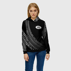 Толстовка-худи женская Land Rover tire tracks, цвет: 3D-черный — фото 2