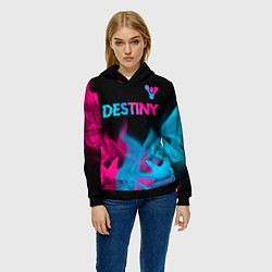Толстовка-худи женская Destiny - neon gradient: символ сверху, цвет: 3D-черный — фото 2