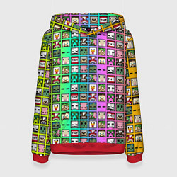 Толстовка-худи женская Minecraft characters neon, цвет: 3D-красный