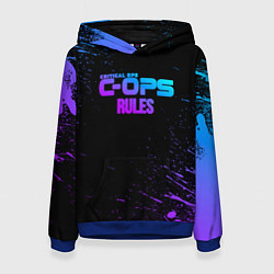 Толстовка-худи женская Critical ops neon, цвет: 3D-синий