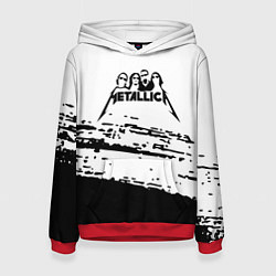 Толстовка-худи женская Metallica - черная текстура, цвет: 3D-красный