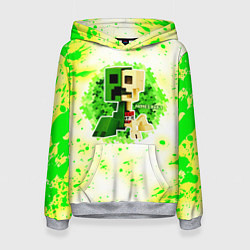 Толстовка-худи женская Minecraft creeper green, цвет: 3D-меланж