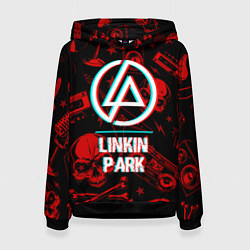 Толстовка-худи женская Linkin Park rock glitch, цвет: 3D-черный