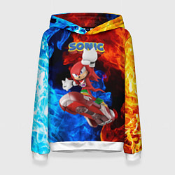 Толстовка-худи женская Knuckles Echidna - Sonic - Video game, цвет: 3D-белый