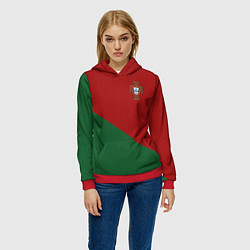 Толстовка-худи женская Сборная Португалии форма для чемпионата мира 2022, цвет: 3D-красный — фото 2