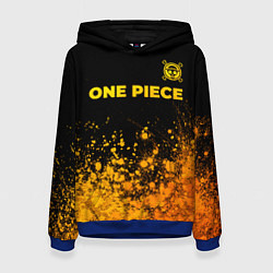 Толстовка-худи женская One Piece - gold gradient: символ сверху, цвет: 3D-синий