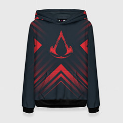 Толстовка-худи женская Красный символ Assassins Creed на темном фоне со с, цвет: 3D-черный