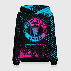 Толстовка-худи женская Manchester United - neon gradient, цвет: 3D-черный