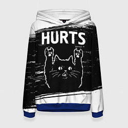 Толстовка-худи женская Группа Hurts и рок кот, цвет: 3D-синий