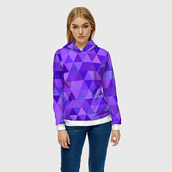 Толстовка-худи женская Фиолетовые фигуры, цвет: 3D-белый — фото 2
