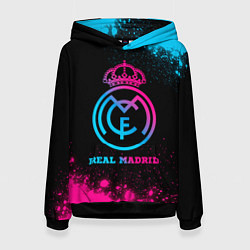 Толстовка-худи женская Real Madrid - neon gradient, цвет: 3D-черный