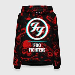 Толстовка-худи женская Foo Fighters rock glitch, цвет: 3D-черный