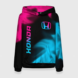Толстовка-худи женская Honda - neon gradient: надпись, символ, цвет: 3D-черный