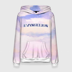 Толстовка-худи женская Evangelion sky clouds, цвет: 3D-белый