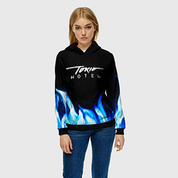 Толстовка-худи женская Tokio Hotel blue fire, цвет: 3D-черный — фото 2