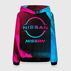 Толстовка-худи женская Nissan - neon gradient, цвет: 3D-черный