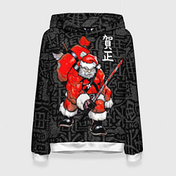 Толстовка-худи женская Santa Claus Samurai, цвет: 3D-белый