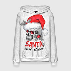 Толстовка-худи женская Santa is not dead, skull in red hat, цвет: 3D-белый