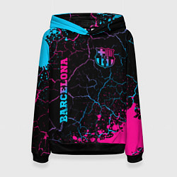 Толстовка-худи женская Barcelona - neon gradient: надпись, символ, цвет: 3D-черный