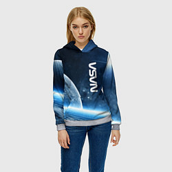 Толстовка-худи женская Космическое пространство - NASA, цвет: 3D-меланж — фото 2