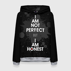 Толстовка-худи женская I am not perfect, but I am honest, цвет: 3D-меланж