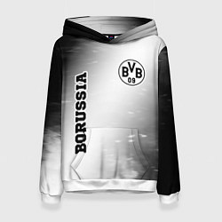 Толстовка-худи женская Borussia sport на светлом фоне: надпись, символ, цвет: 3D-белый
