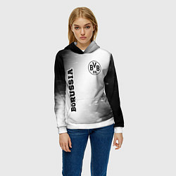 Толстовка-худи женская Borussia sport на светлом фоне: надпись, символ, цвет: 3D-белый — фото 2